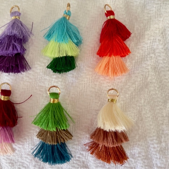 90 COLORFUL TIERED TASSELS for Earrings, Keychains, Crafts & More! 10 Colors - Picture 5 of 15